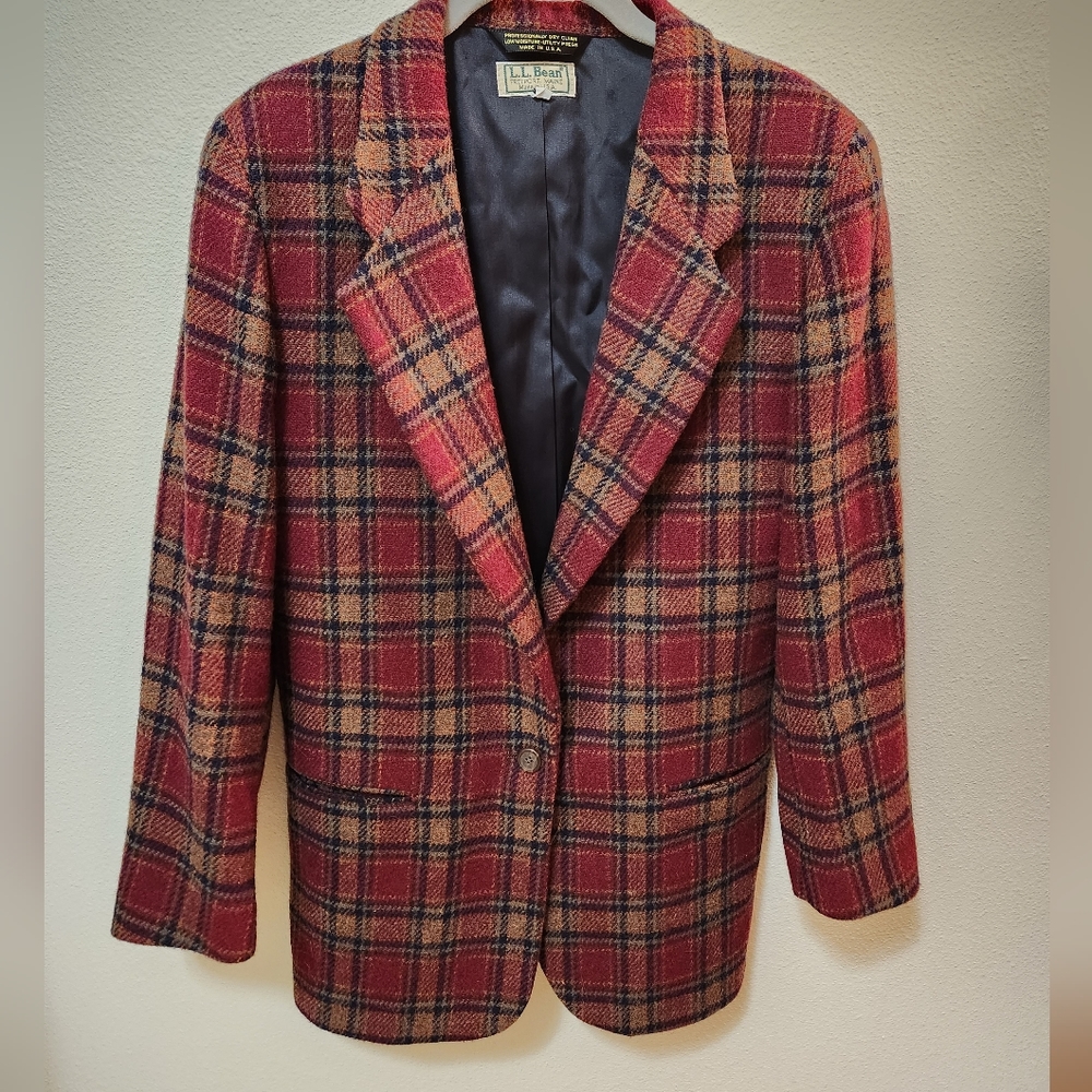 Vintage L.L. Bean 100% Wool Oxford Academia Blazer Size 8